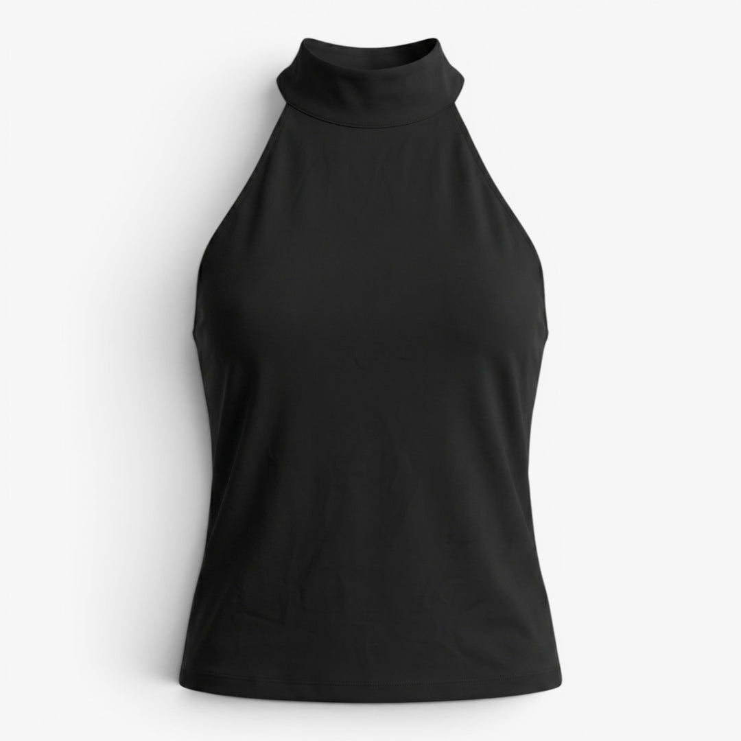 Women's High Neck Halter Fitted Tank Top