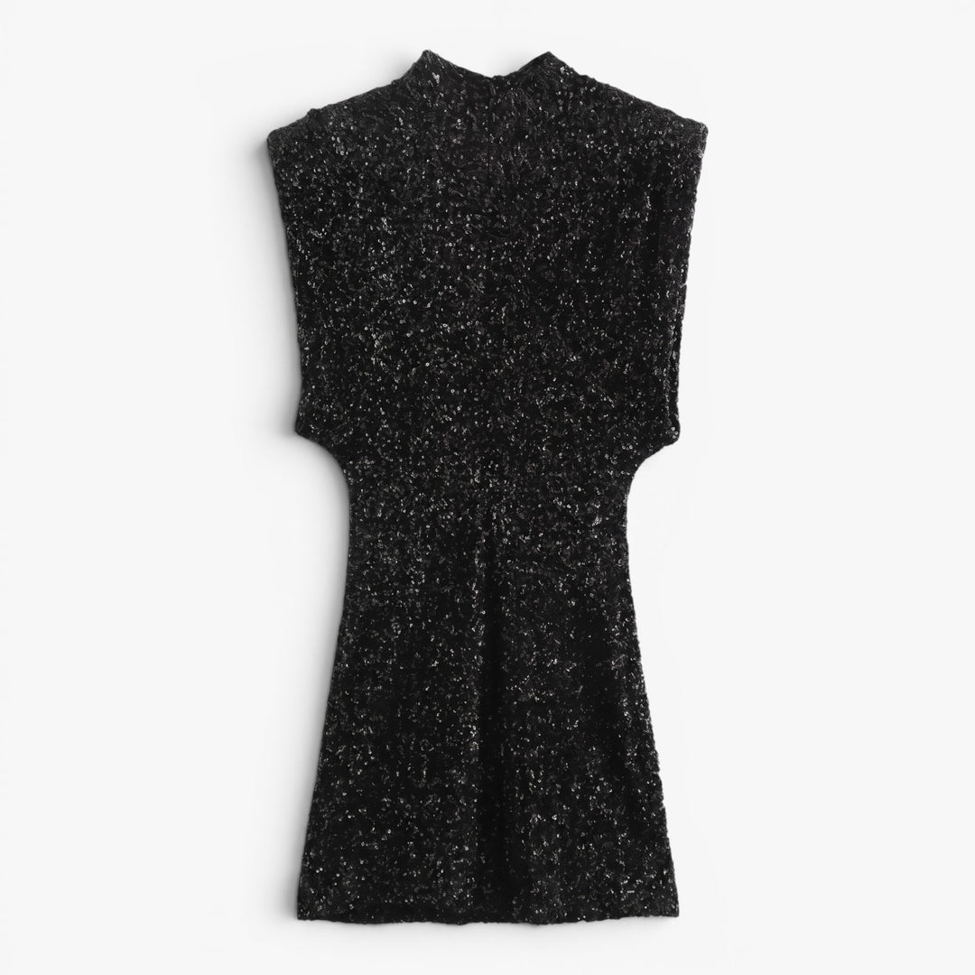 Women’s Sequin Bodycon Mini Dress with Structured Shoulders