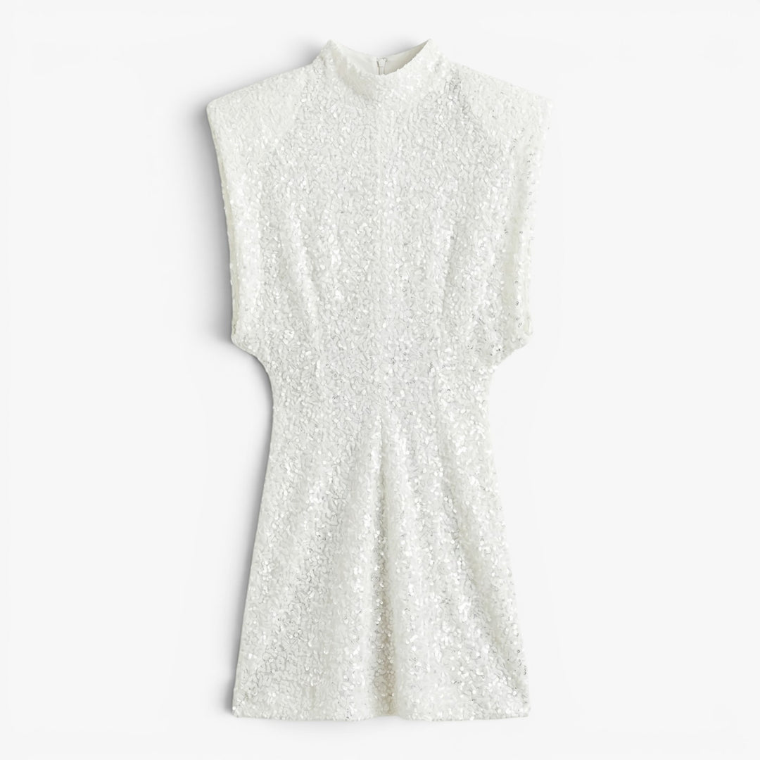 Women’s Sequin Bodycon Mini Dress with Structured Shoulders