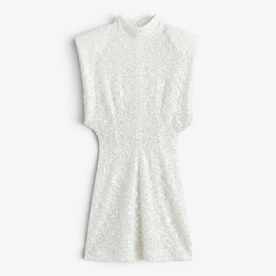 Women’s Sequin Bodycon Mini Dress with Structured Shoulders