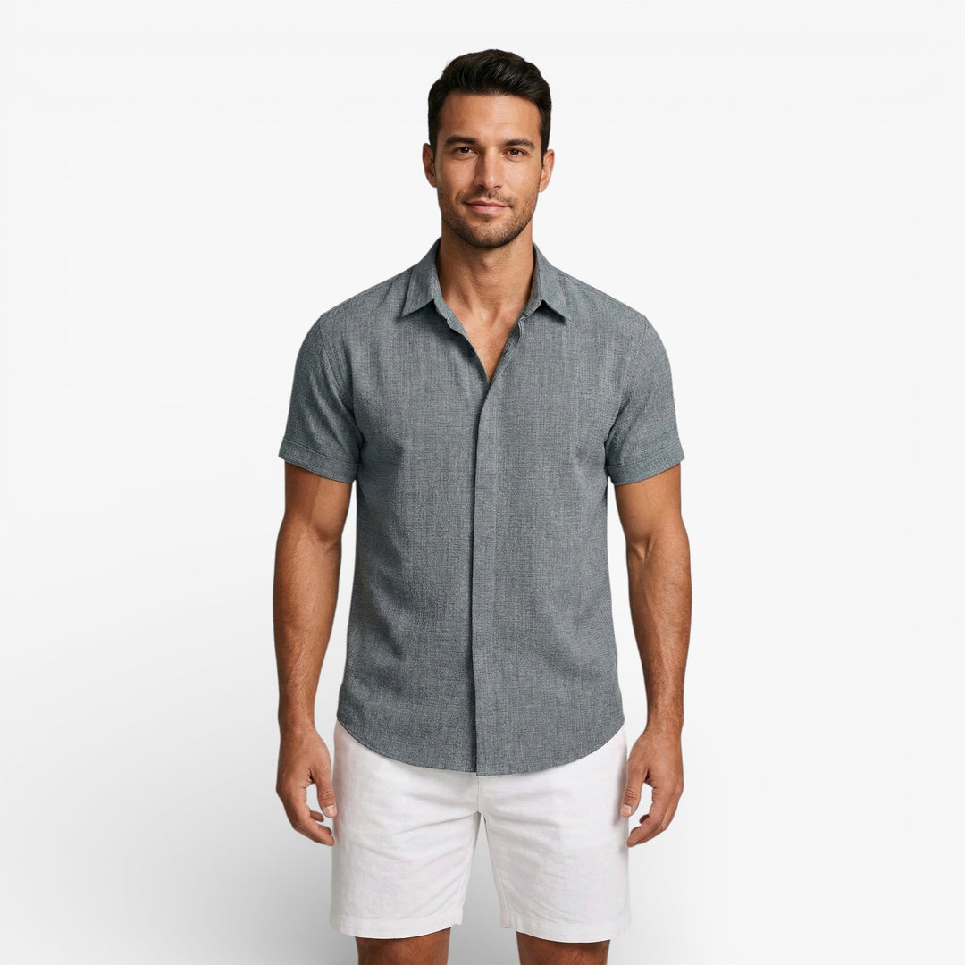 Men's Linen Cotton Blend Short Sleeve Shirt