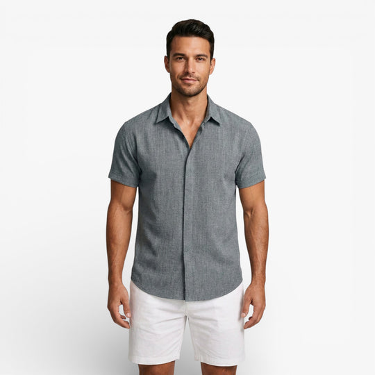 Men's Linen Cotton Blend Short Sleeve Shirt
