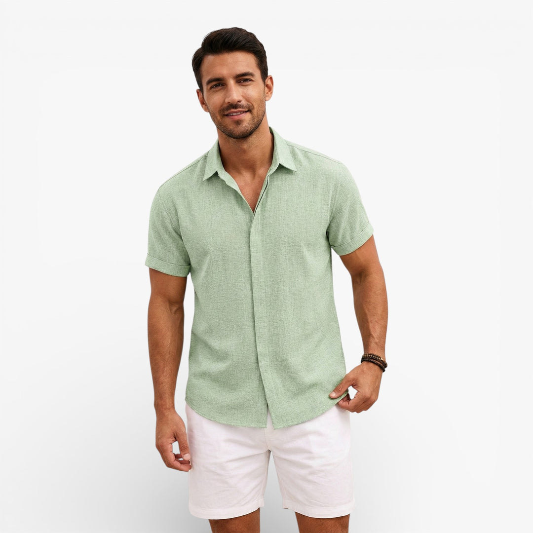 Men's Linen Cotton Blend Short Sleeve Shirt