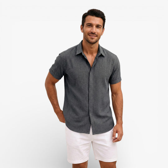 Men's Linen Cotton Blend Short Sleeve Shirt
