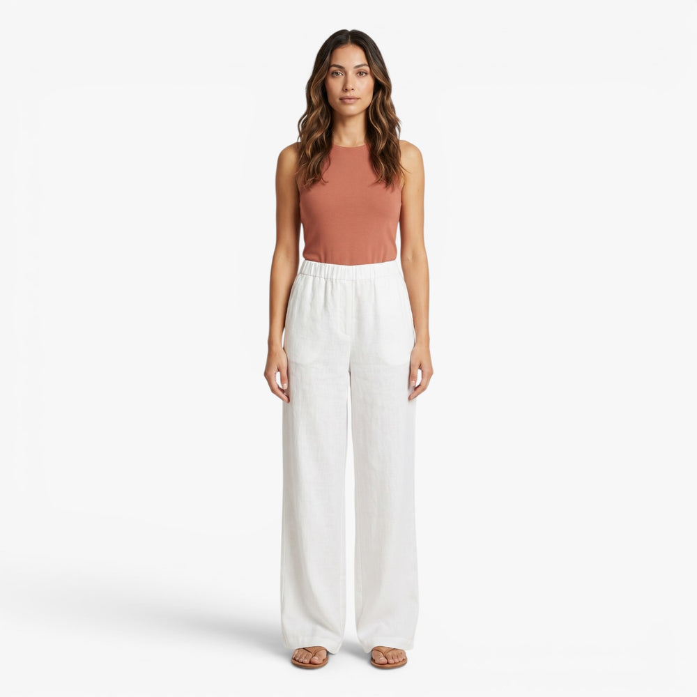 Women's Cotton Linen Wide-Leg Casual Trousers