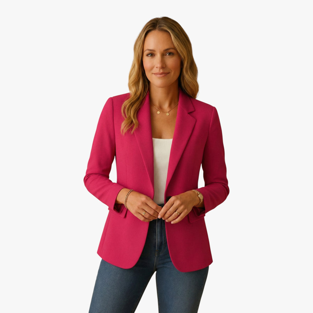 Elegant White Women's Blazer with Single Button