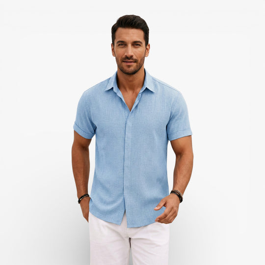 Men's Linen Cotton Blend Short Sleeve Shirt