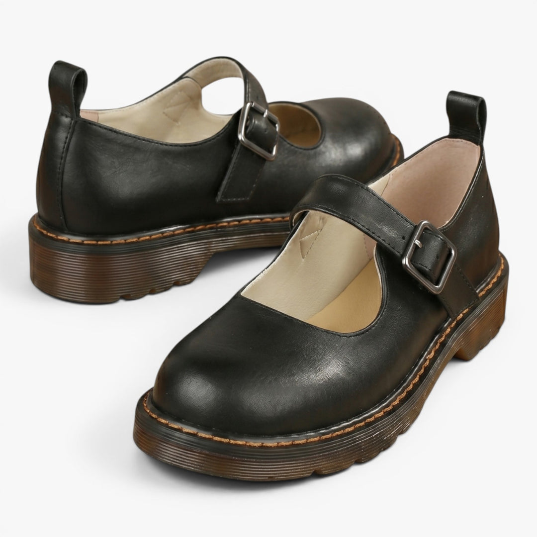Damen Klassische Mary Jane Ballerinas mit verstellbarem Schnallenriemen