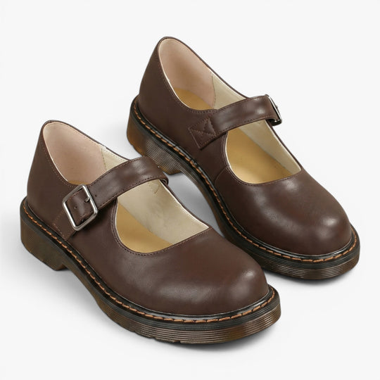Damen Klassische Mary Jane Ballerinas mit verstellbarem Schnallenriemen