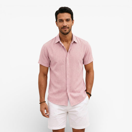 Men's Linen Cotton Blend Short Sleeve Shirt