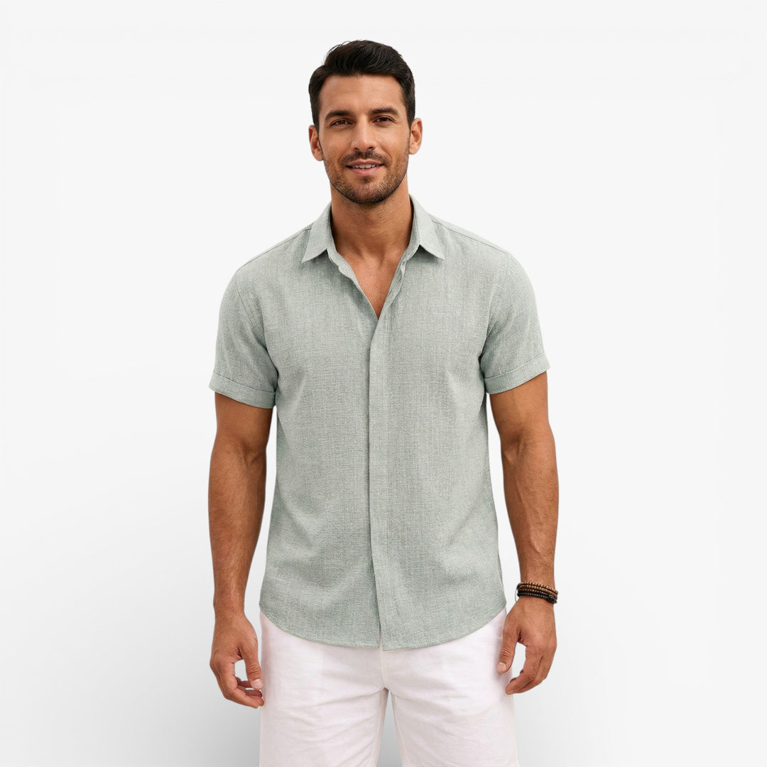 Men's Linen Cotton Blend Short Sleeve Shirt