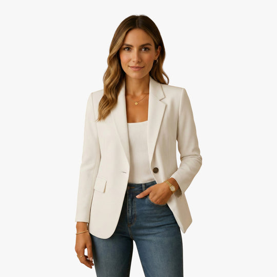 Elegant White Women's Blazer with Single Button