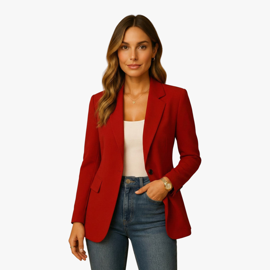 Elegant White Women's Blazer with Single Button