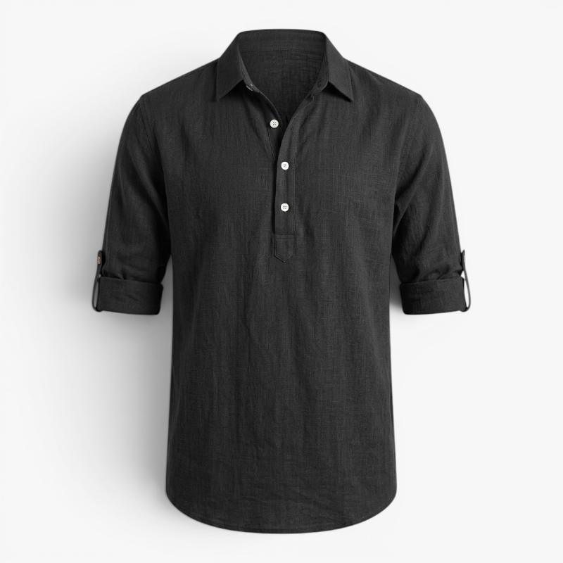 Men’s Lightweight Linen Polo Shirt with Relaxed Casual Fit