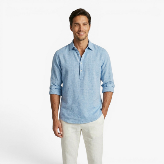 Men’s Lightweight Linen Polo Shirt with Relaxed Casual Fit