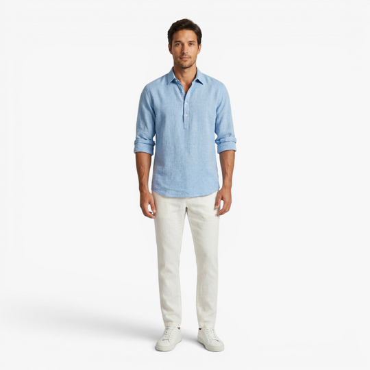 Men’s Lightweight Linen Polo Shirt with Relaxed Casual Fit