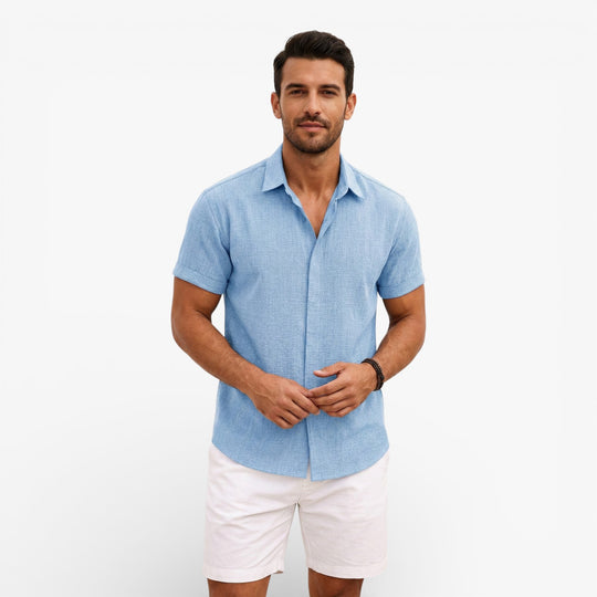 Men's Linen Cotton Blend Short Sleeve Shirt