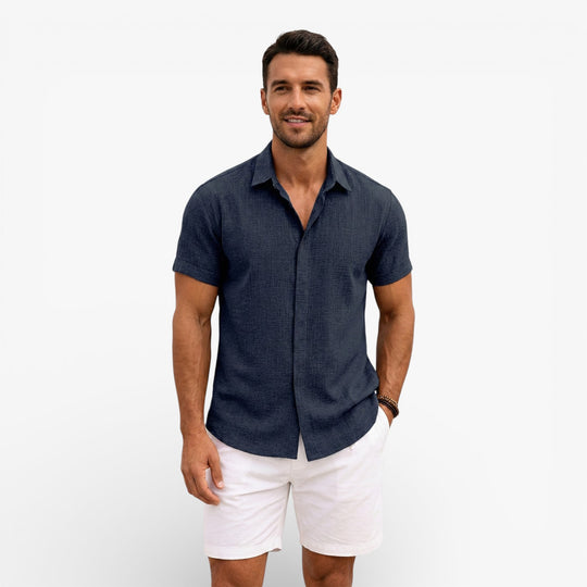 Men's Linen Cotton Blend Short Sleeve Shirt