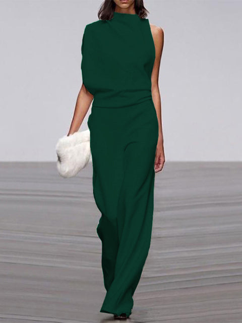 Women's High Neck Sleeveless Wide Leg Jumpsuit