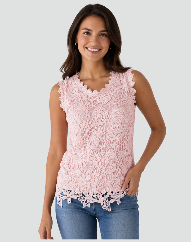 Damen Rosetten-Spitzen Häkel-Ärmelloses Top