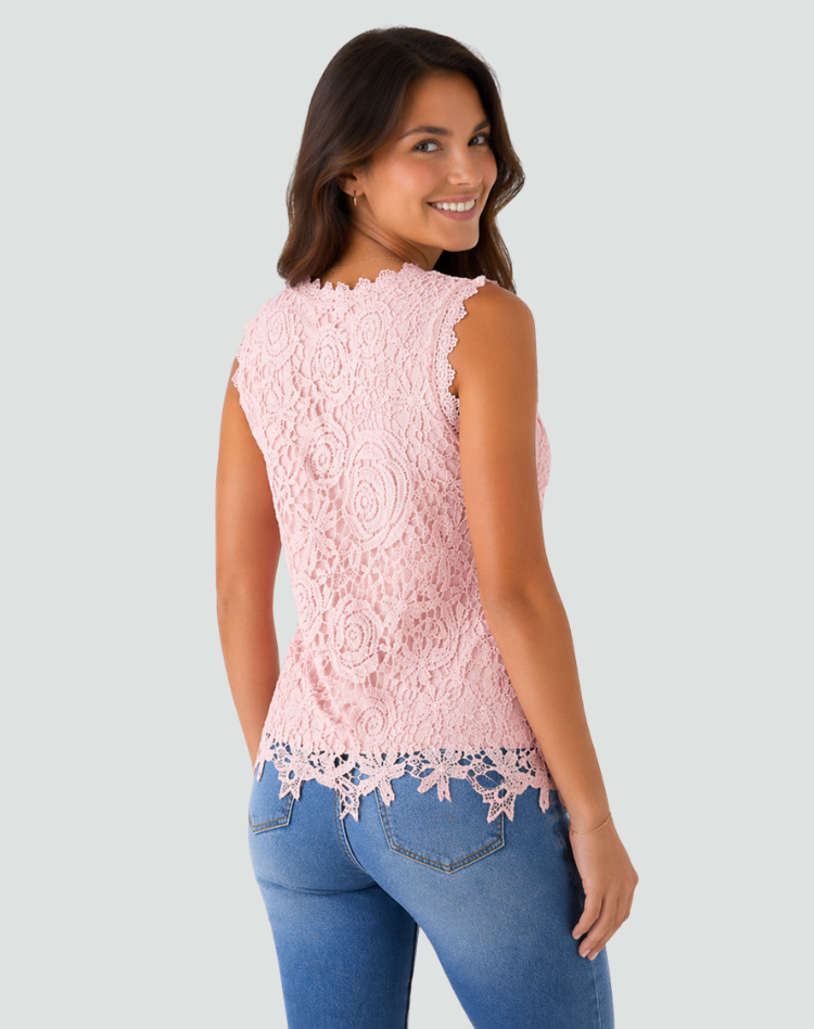 Damen Rosetten-Spitzen Häkel-Ärmelloses Top