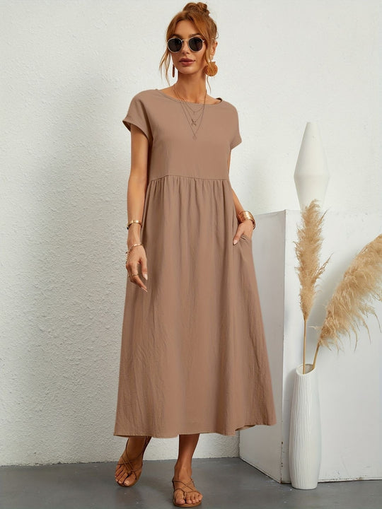 Women's Casual Pocketed Empire Waist Maxi Dress