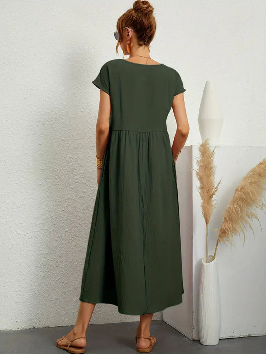 Locker sitzendes Midi-Kleid für Damen in A-Linie mit Taschen