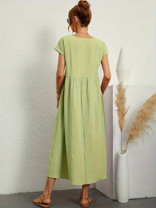 Locker sitzendes Midi-Kleid für Damen in A-Linie mit Taschen