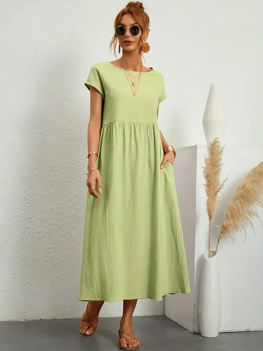 Locker sitzendes Midi-Kleid für Damen in A-Linie mit Taschen