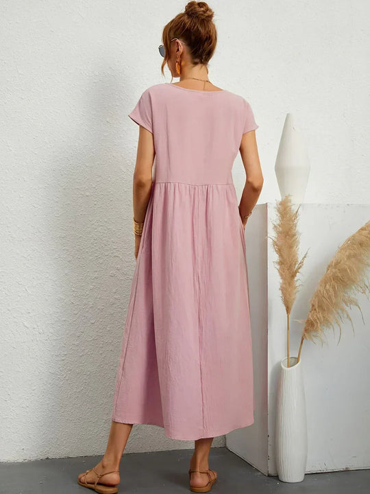 Locker sitzendes Midi-Kleid für Damen in A-Linie mit Taschen