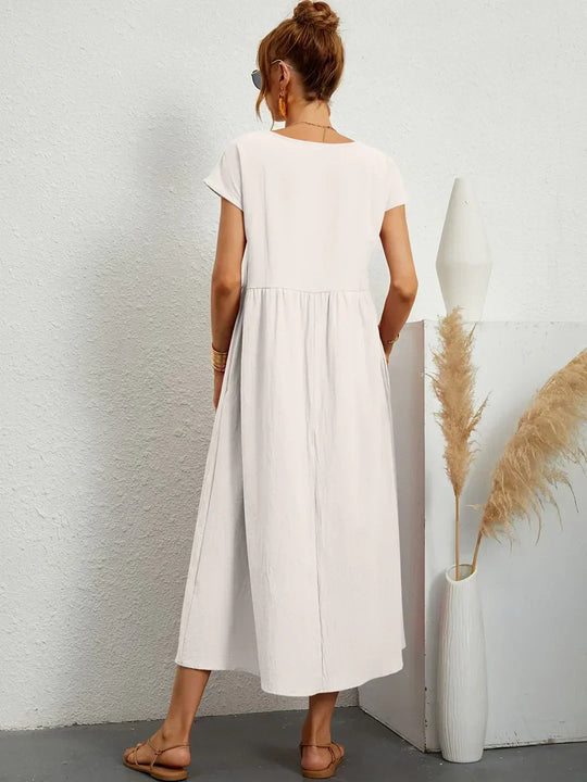 Locker sitzendes Midi-Kleid für Damen in A-Linie mit Taschen