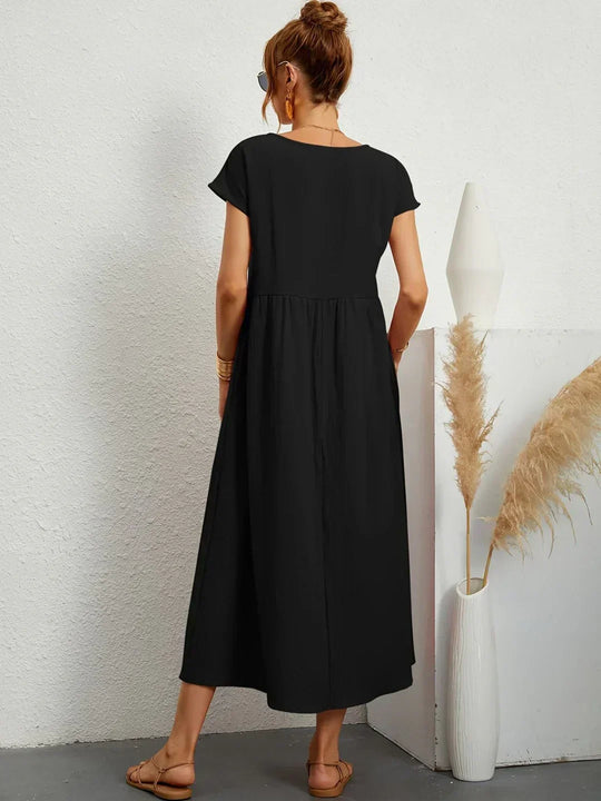 Locker sitzendes Midi-Kleid für Damen in A-Linie mit Taschen
