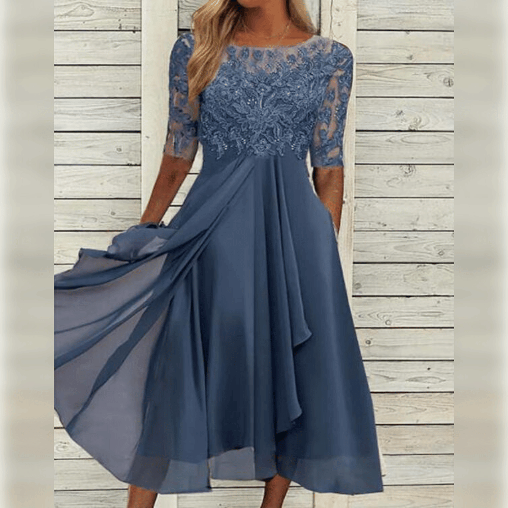 Women's Lace Bodice Midi Dress