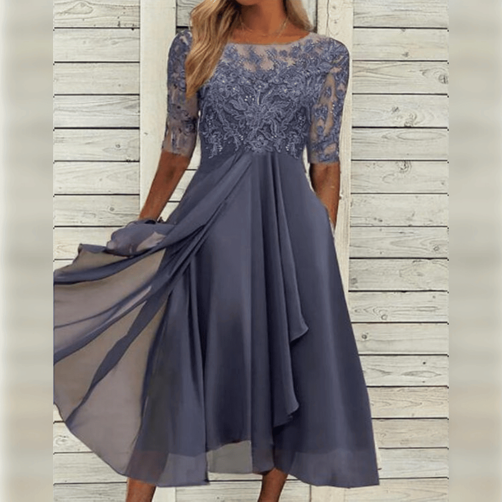 Women's Lace Bodice Midi Dress