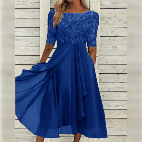 Women's Lace Bodice Midi Dress