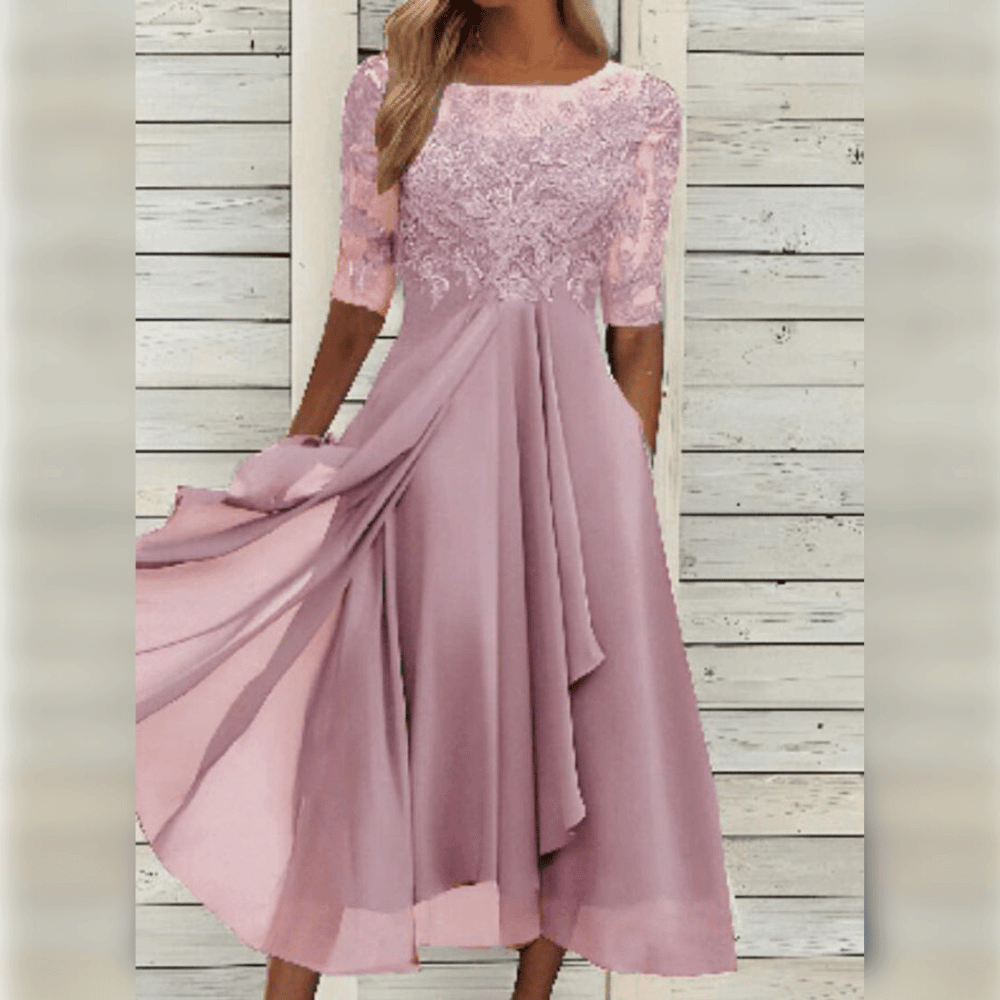 Women's Lace Bodice Midi Dress