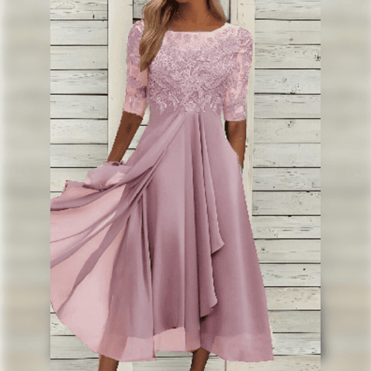 Women's Lace Bodice Midi Dress