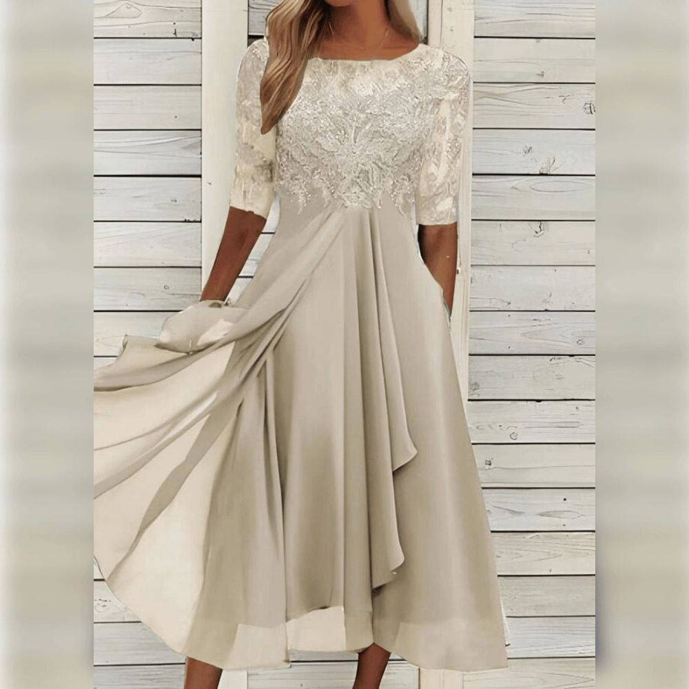 Women's Lace Bodice Midi Dress