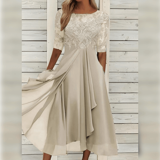 Women's Lace Bodice Midi Dress