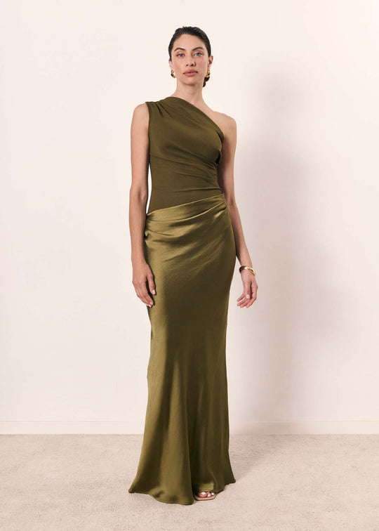 Women's One Shoulder Panel Maxi Evening Dress
