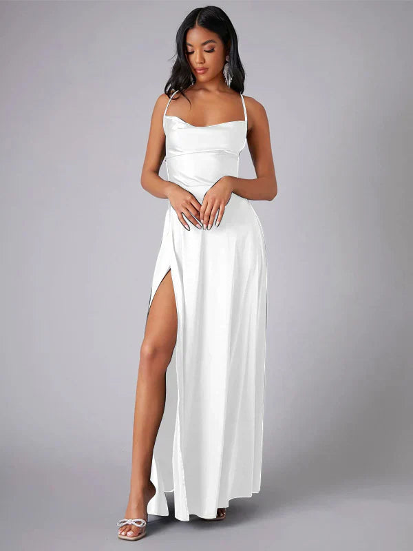 Abend-Maxikleid für Damen mit Wasserfallausschnitt