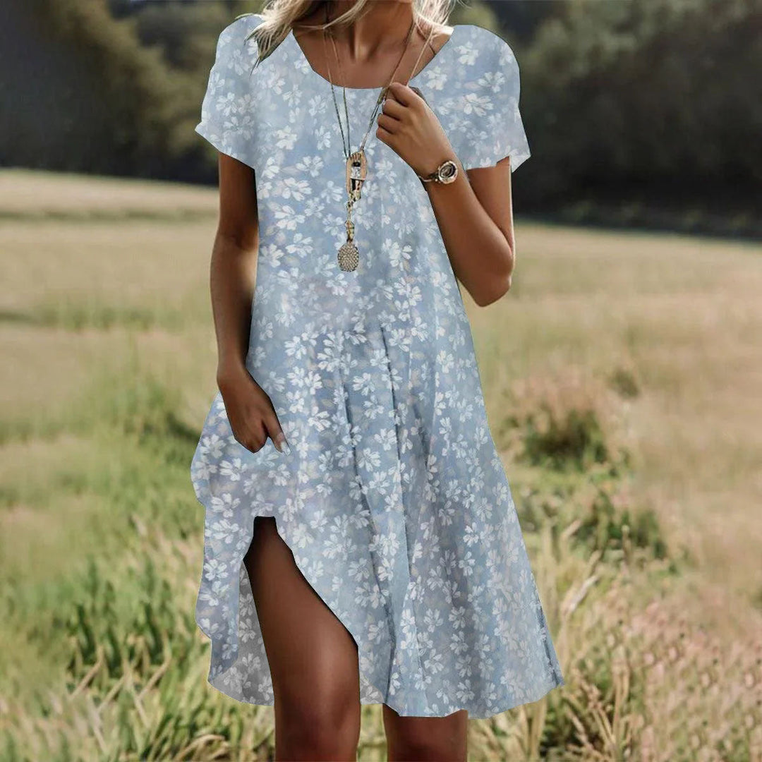 Women's Polka Dot Short Sleeve Swing Dress