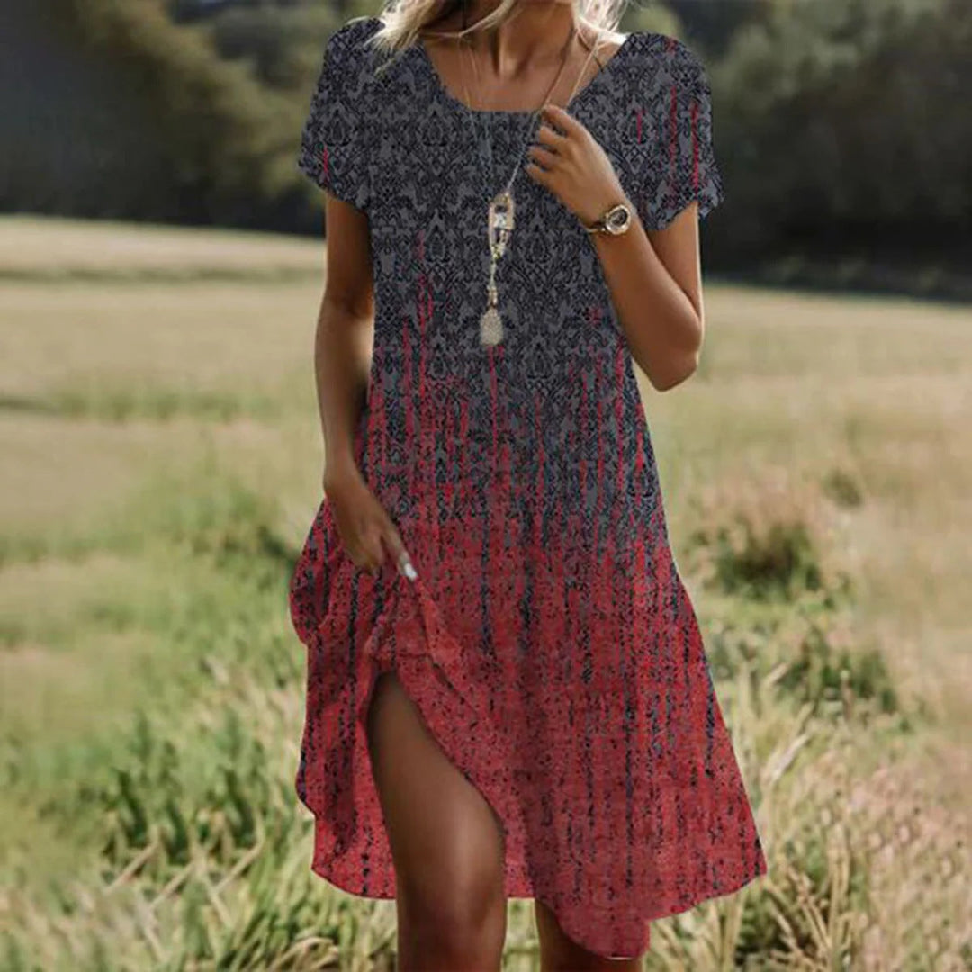 Women's Polka Dot Short Sleeve Swing Dress