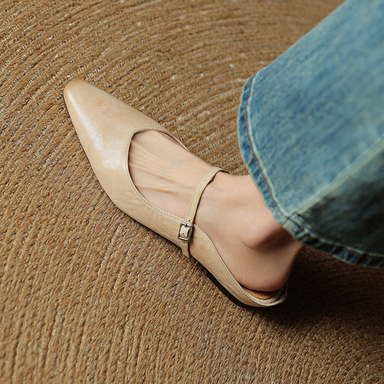 Women's Pointed Toe Mary Jane Ballet Flats