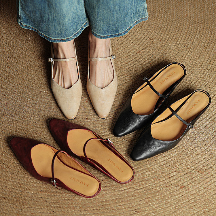 Women's Pointed Toe Mary Jane Ballet Flats