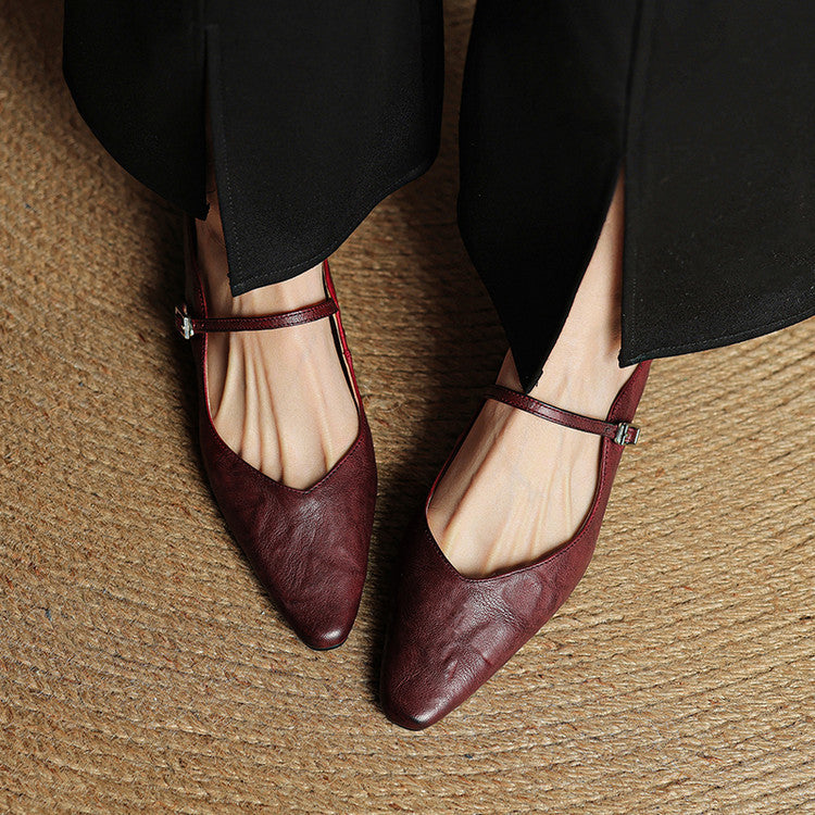 Women's Pointed Toe Mary Jane Ballet Flats