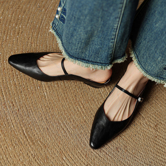 Women's Pointed Toe Mary Jane Ballet Flats
