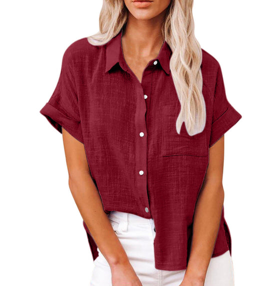 Women's Relaxed Button Front Collared Blouse