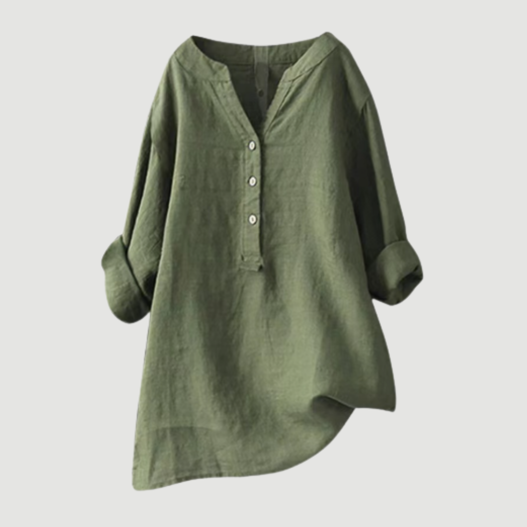 Women's Relaxed Button-Detail Tunic Blouse