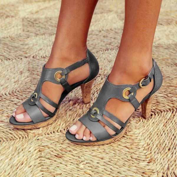 Women's Strappy Open-Toe Block Heel Sandals